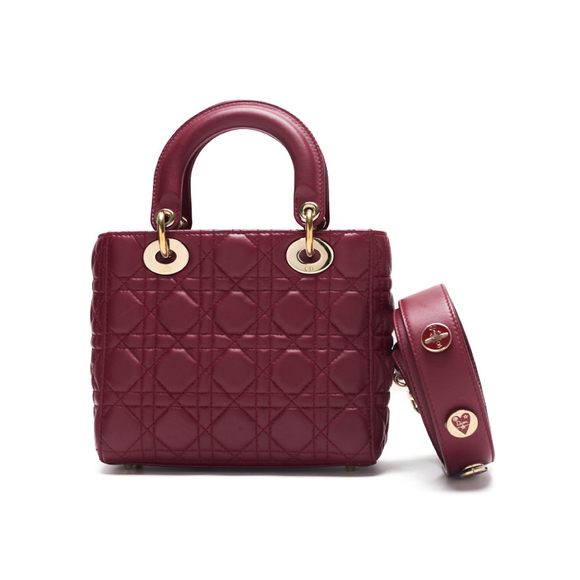 Dior Lambskin Cannage Lady Handbag Bordeaux - Picture 1 of 12